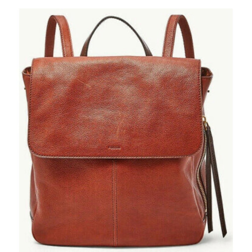 Fossil Claire Brandy Leather Backpack Brass